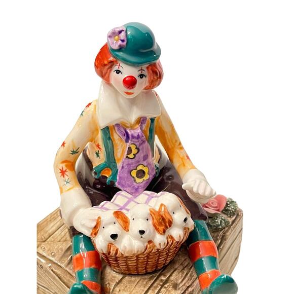 Lefton Music Box Clown Puppy Dog Put On A Happy Face Yamada Originals 90s Vtg - Picture 2 of 9